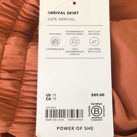 Athleta ARRIVAL Jupe Orange Packable Travel  Athleisure Performance Wear Skirt - Picture 15 of 16